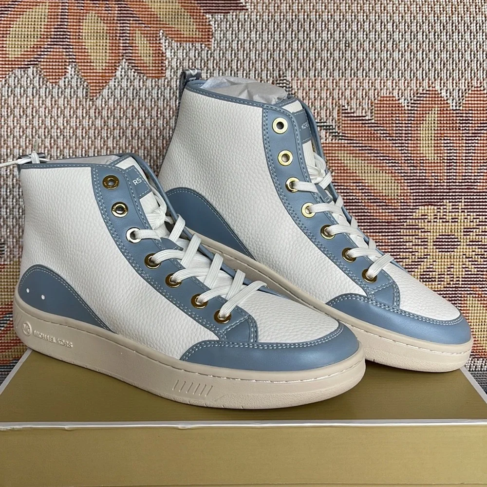 MICHAEL KORS
SHEA MID HIGH TOP
FAUX LEATHER
49F3SHFESL
PALE BLUE 
NEW - Picture 12 of 16